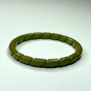 Green Carved Bakelite Bangle Bracelet